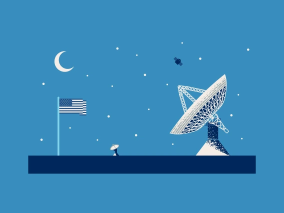 graphic representation of satellites against a starry sky