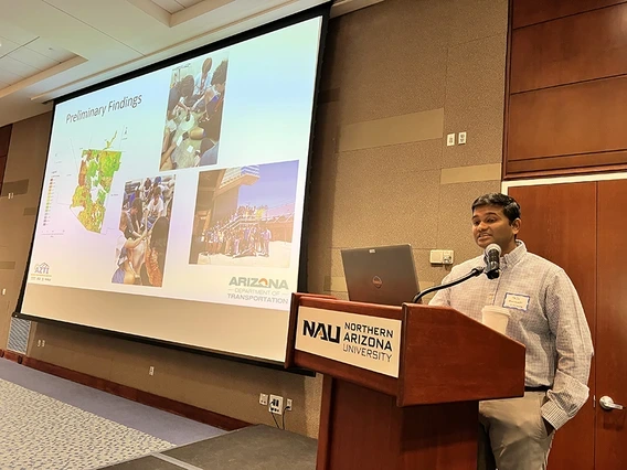 Tejo Bheemasetti presents at the at the Arizona Transportation Institute Summit.
