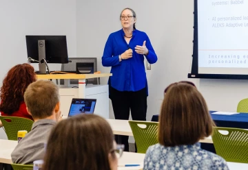 Researcher giving a lecture  